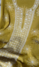 将图像加载到图库查看器中, Hera Women's Lakhnavi Handcrafted Cotton Chikankari Suit Material - HONC0275055