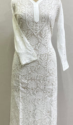 Load image into Gallery viewer, Women's Lakhnavi Handcrafted Viscose Georgette Chikankari Kurti- HONC0161860
