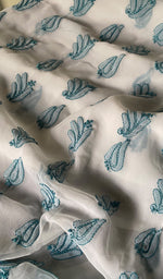 Load image into Gallery viewer, White Color Women Lucknowi Handcrafted Faux-Georgette Chikankari Semi - Stitched Suit Material