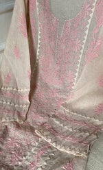 Load image into Gallery viewer, Women's Lakhnavi Handcrafted Mul Chanderi Semi - stitched Kurta And Dupatta Set- HONC0305143