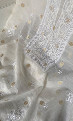 将图像加载到图库查看器中, Women's Lakhnavi Handcrafted Unstitchd Mul Chanderi Kurta And Dupatta Set - HONC0341045