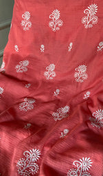 Load image into Gallery viewer, ‹› Women's Lucknowi Handcrafted Kota Cotton Chikankari Unstitched Kurta And Dupatta Set - HONC0340092