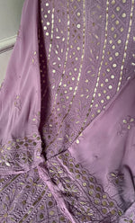 Load image into Gallery viewer, Women's Lakhnavi Handcrafted Viscose Georgette Semi - Stitched Chikankari Anarkali 3pc Set - HONC0321813