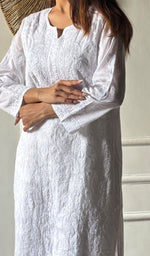 将图像加载到图库查看器中, Women's Lakhnavi Handcrafted Cotton Chikankari Kurti - HONC0347113