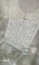 将图像加载到图库查看器中, Women's Lakhnavi Handcrafted Pure Organza Chikankari Unstitched Kurta And Dupatta Set- HONC0266928