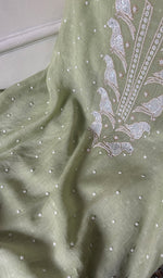 Load image into Gallery viewer, Chidiya Women's Lakhnavi Handcrafted Mul Chanderi Unstitched Kurta And Dupatta Set- HONC0349598