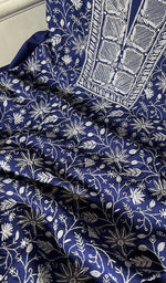 将图像加载到图库查看器中, Women's Lakhnavi Handcrafted Munga Silk Chikankari Kurta And Dupatta Set- HONC0273488