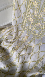 Load image into Gallery viewer, Fatima Women's Lakhnavi Handcrafted Mul Chanderi Unstitched Kurta And Dupatta Set - HONC0344584