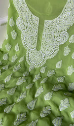 将图像加载到图库查看器中, Women's Lucknowi Handcrafted Faux-Georgette Chikankari Suit Material - HONC0263013