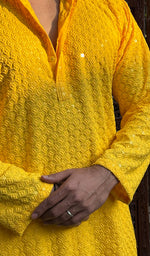 Load image into Gallery viewer, Men's Faux-Georgette Hakoba Kurta - HONC0266681