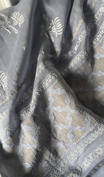 Load image into Gallery viewer, Fawzia Women's Lakhnavi Handcrafted Mul Chanderi Unstitched Kurta And Dupatta Set - HONC0247967