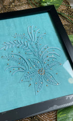 Load image into Gallery viewer, Chikankari Momento Frame – Handcrafted Embroidery (7x9 Inch, Aqua Blue) - HONC0269421