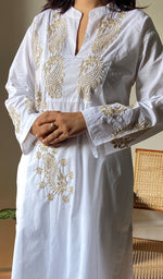 将图像加载到图库查看器中, Women's Lucknowi Handcrafted Cotton Chikankari Kurti - HONC0276910