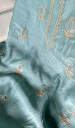 Load image into Gallery viewer, Women's Lakhnavi Handcrafted Chanderi Silk Unstitched Chikankari Full Suit - HONC0345273