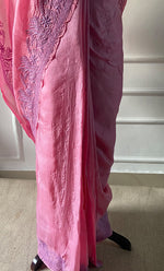 将图像加载到图库查看器中, Women's Lakhnavi Handcrafted Tussar Silk Chikankari Saree - HONC0284160