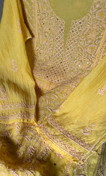 Load image into Gallery viewer, Women's Lakhnavi Handcrafted Mul Chanderi Semi - Stitched Anarkali And Dupatta Set - HONC0296488