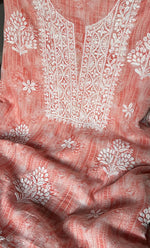 Load image into Gallery viewer, Women's Lakhnavi Handcrafted Cotton Chikankari Kurta And Kurta Dupatta Set - HONC0312684