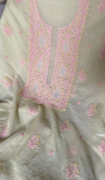 Load image into Gallery viewer, Zoha Women's Lakhnavi Handcrafted Mul Chanderi Unstitched Kurta And Dupatta Set- HONC0365500