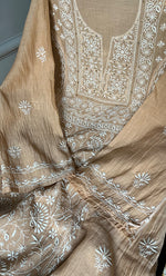 Load image into Gallery viewer, Women's Lakhnavi Handcrafted Mul Chanderi Semi - stitched Kurta And Dupatta Set- HONC0280973
