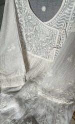 将图像加载到图库查看器中, Women's Lakhnavi Handcrafted Mul Chanderi Semi - Stitched Angrakha And Dupatta Set- HONC0267146