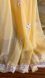 Load image into Gallery viewer, Women's Lakhnavi Handcrafted Faux-Georgette Chikankari Saree - HONC0188856