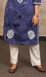 Load image into Gallery viewer, Women's Lucknowi Handcrafted Cotton Chikankari Long Kurti - HONC0322226