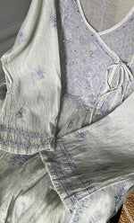 Load image into Gallery viewer, Women's Lakhnavi Handcrafted Mul Chanderi Semi - Stitched Angrakha And Dupatta Set - HONC0284711