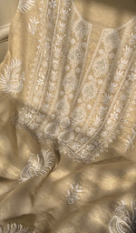 Load image into Gallery viewer, Women's Lakhnavi Handcrafted Tissue Chanderi Unstitched Kurta And Dupatta Set - HONC0284699