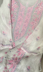 Load image into Gallery viewer, Women's Lakhnavi Handcrafted Mul Chanderi Semi - stitched Kurta And Dupatta Set- HONC0314871