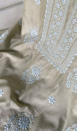 Load image into Gallery viewer, Women's Lakhnavi Handcrafted Chanderi Silk Unstitched Chikankari Full Suit - HONC0350702