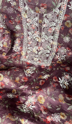 将图像加载到图库查看器中, Disha Women's Lakhnavi Handcrafted Organza Chikankari Unstitched Kurta And Dupatta Set - HONC0201475