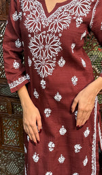 Load image into Gallery viewer, Women's Lakhnavi Handcrafted Cotton Chikankari Kurti - HONC0234197