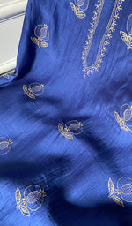 Load image into Gallery viewer, ‹› Women's Lakhnavi Handcrafted Mul Chanderi Unstitched Chikankari Full Suit Material - HONC0345266