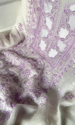 Load image into Gallery viewer, Women's Lakhnavi Handcrafted Unstitched Mul Chanderi Kurta And Dupatta Set - HONC0327491