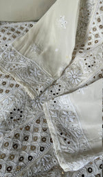 Load image into Gallery viewer, Women's Lakhnavi Handcrafted Pure Silk Georgette Chikankari Kurta And Dupatta Set- HONC0270340