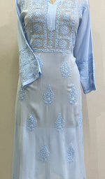 将图像加载到图库查看器中, Sadaf Women's Lakhnavi Handcrafted Viscose Georgette Chikankari Kurti - HONC0174136