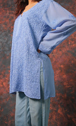 Load image into Gallery viewer, Women's Lucknowi Handcrafted Viscose Georgette Chikankari Top - HONC0327547