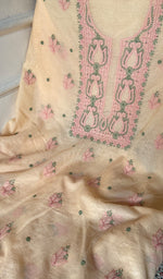 Load image into Gallery viewer, Zoha Women's Lakhnavi Handcrafted Mul Chanderi Unstitched Kurta And Dupatta Set- HONC0365496