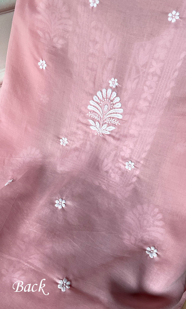 Women's Lakhnavi Handcrafted Cotton Chikankari Unstitched Kurti Fabric - HONC0318764