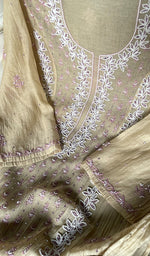 Load image into Gallery viewer, Saziya Women's Lakhnavi Handcrafted Mul Chanderi Semi - stitched Chikankari Full Suit Material - HONC0321284
