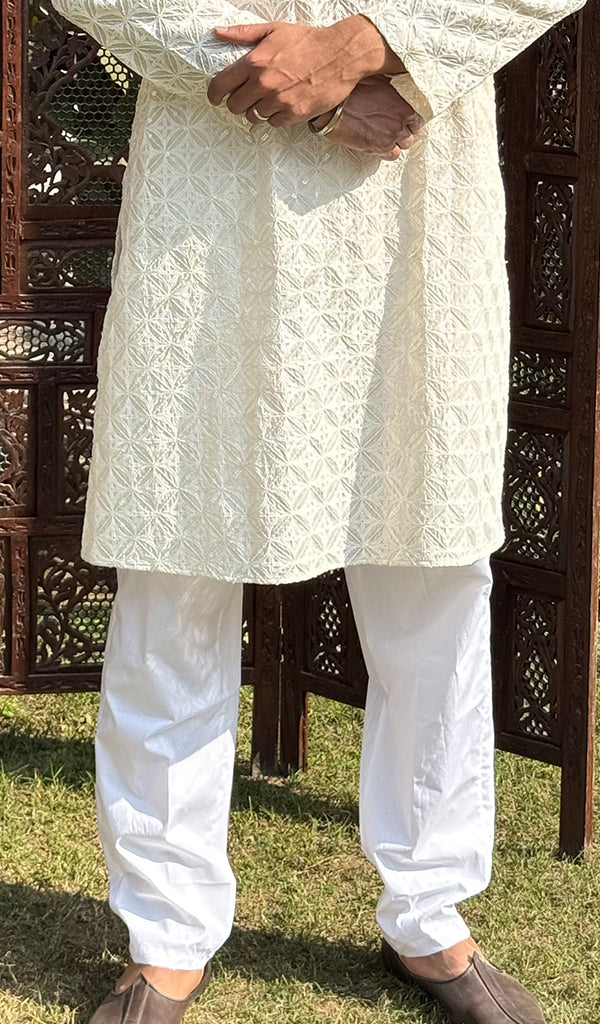 Men's Faux-Georgette Hakoba Kurta - HONC0266683