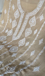 将图像加载到图库查看器中, Aavya Women's Lakhnavi Handcrafted Mul Chanderi Unstitched Kurta And Dupatta Set- HONC0348673