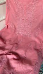 将图像加载到图库查看器中, Women's Lakhnavi Handcrafted Mul Chanderi Unstitched Chikankari Full Suit Material - HONC0307425
