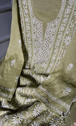 Load image into Gallery viewer, Women's Lakhnavi Handcrafted Tissue Chanderi Unstitched Kurta And Dupatta Set- HONC0270642