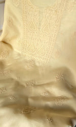 Load image into Gallery viewer, Women's Lakhnavi Handcrafted Unstitched Cotton Chikankari Suit Material - HONC0329389