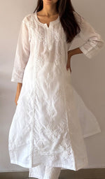 Load image into Gallery viewer, Women's Lakhnavi Handcrafted Cotton Chikankari Kurti - HONC0364093