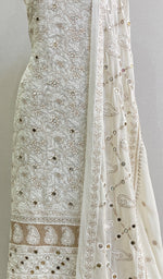 Load image into Gallery viewer, Women&#39;s Lakhnavi Handcrafted Pure Silk Georgette Chikankari Kurta And Dupatta Set- HONC083332
