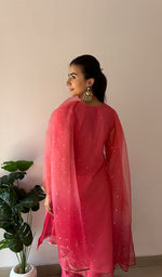 将图像加载到图库查看器中, Women's Lucknowi Handcrafted Pure Organza Silk Stitched Chikankari Kurta, Dupatta With Pant Set- HONC0362245