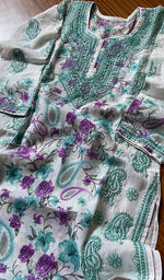 将图像加载到图库查看器中, Women's Lakhnavi Handcrafted Cotton Chikankari Kurti - N85539