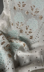 Load image into Gallery viewer, Women's Lakhnavi Handcrafted Mul Chanderi Unstitched Kurta And Dupatta Set - HONC0311958